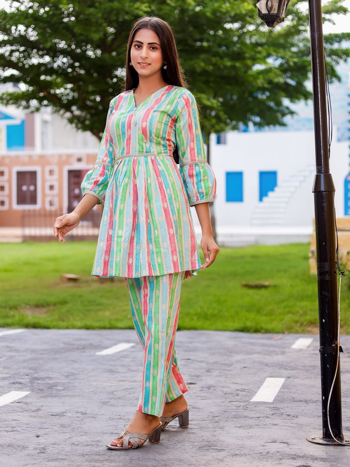 Multicolor Tunic Style Co-ord Set