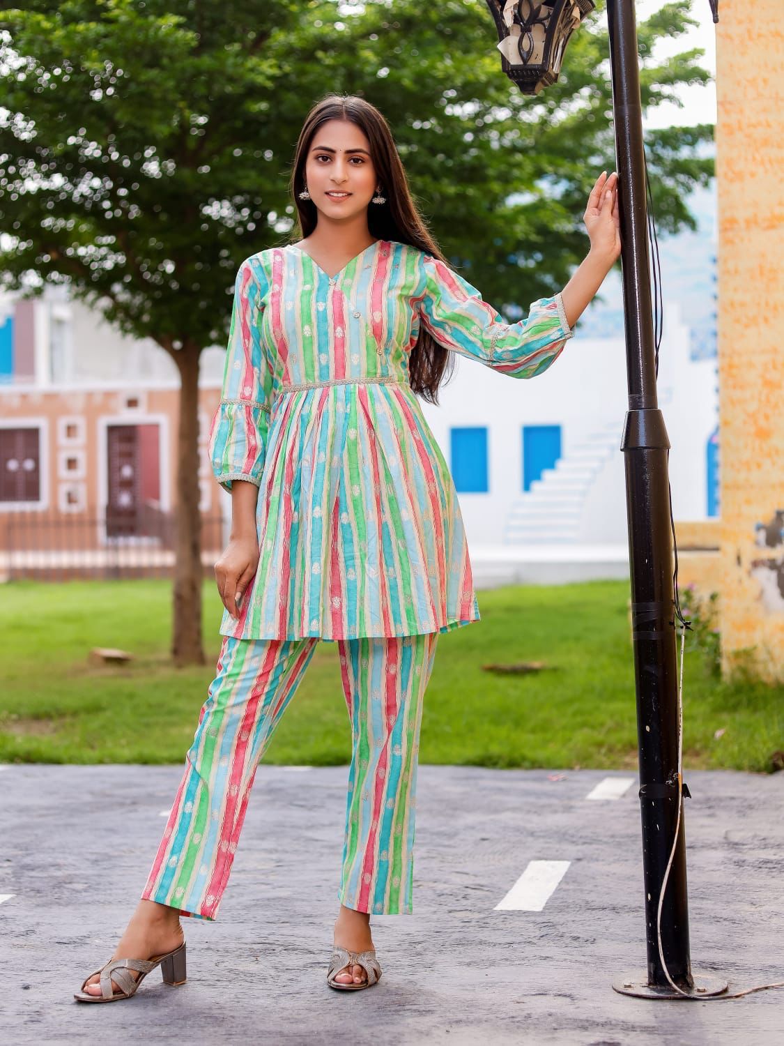 Multicolor Tunic Style Co-ord Set