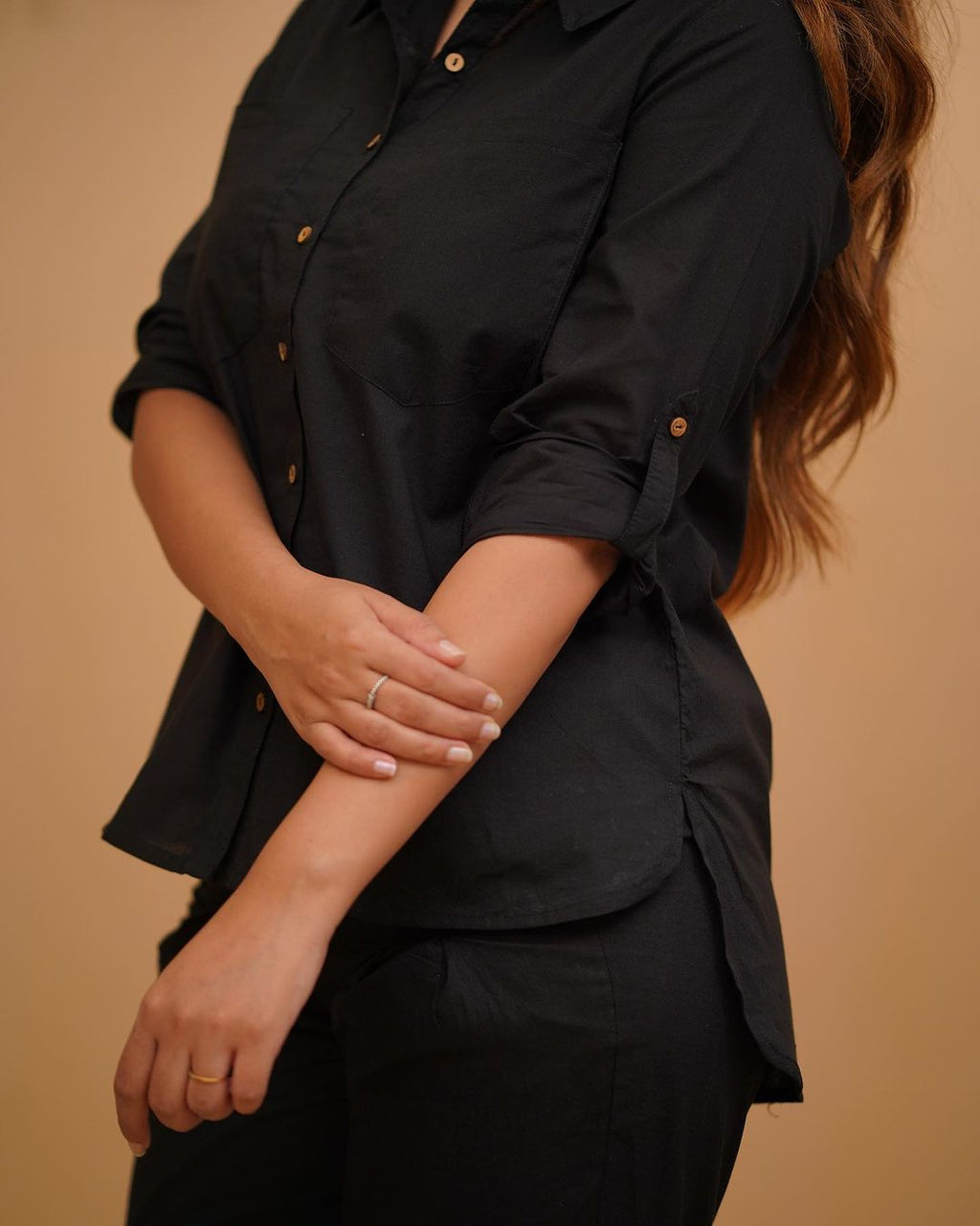 Solid Collar Cotton Co-ord Set