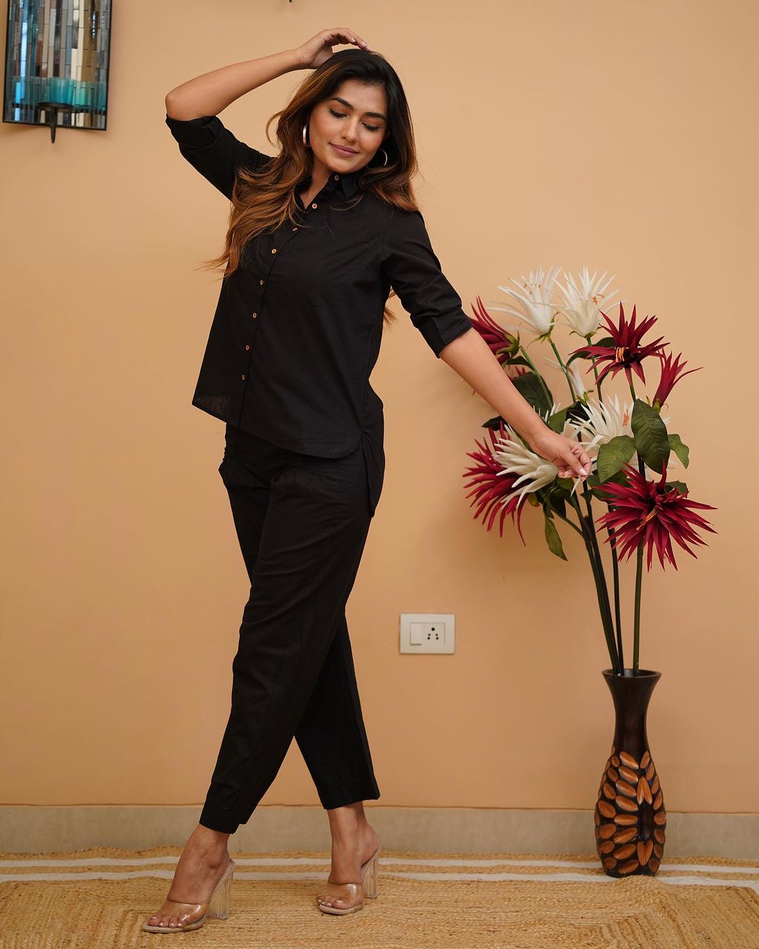 Solid Collar Cotton Co-ord Set