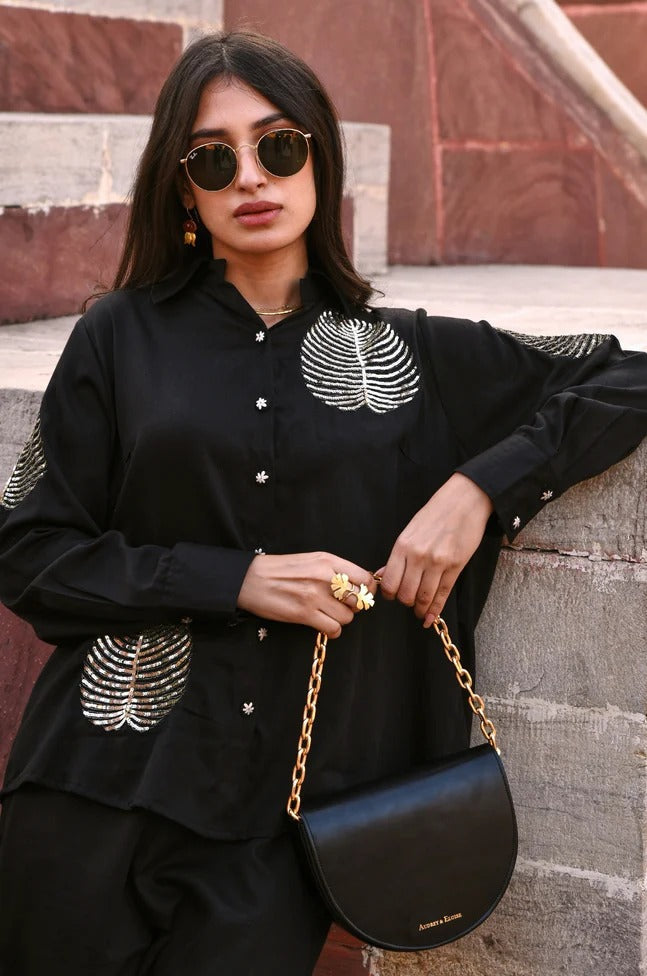 Designer Black Sequin embroidery Co-ord Set