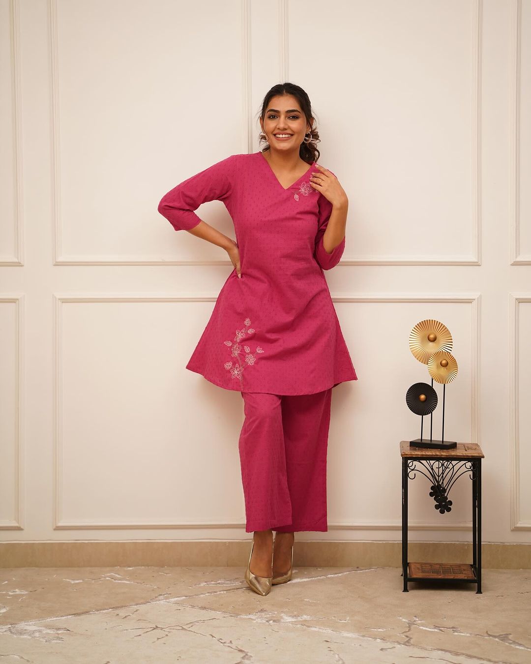 Elegant Pink Embroidered Co-ord Set