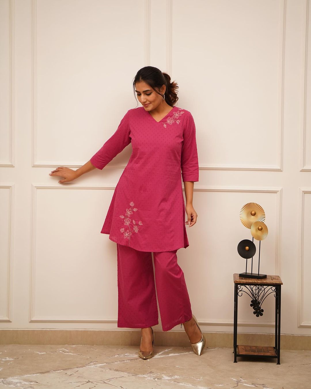 Elegant Pink Embroidered Co-ord Set