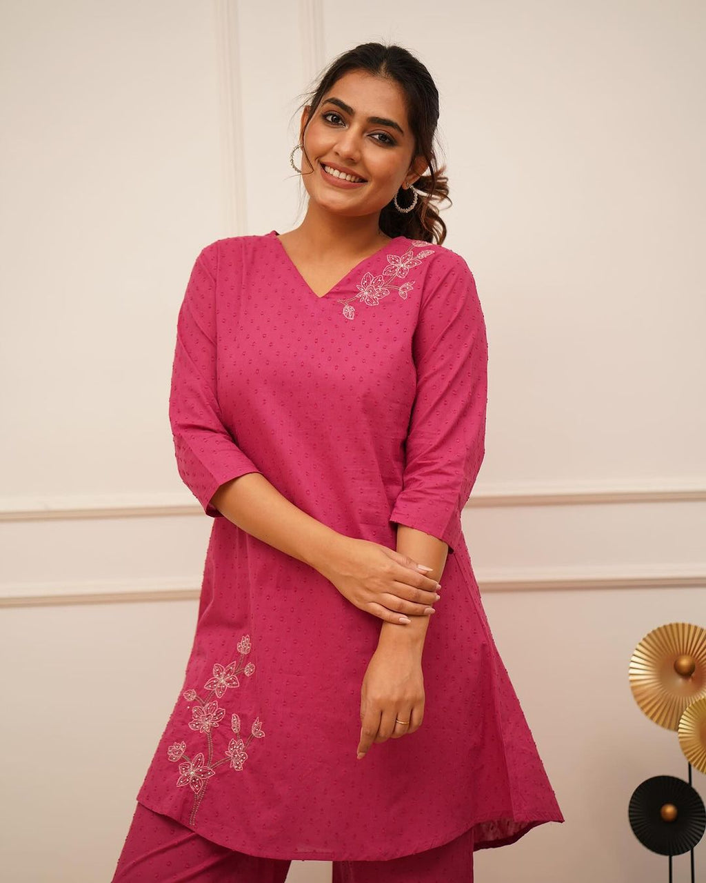 Elegant Pink Embroidered Co-ord Set