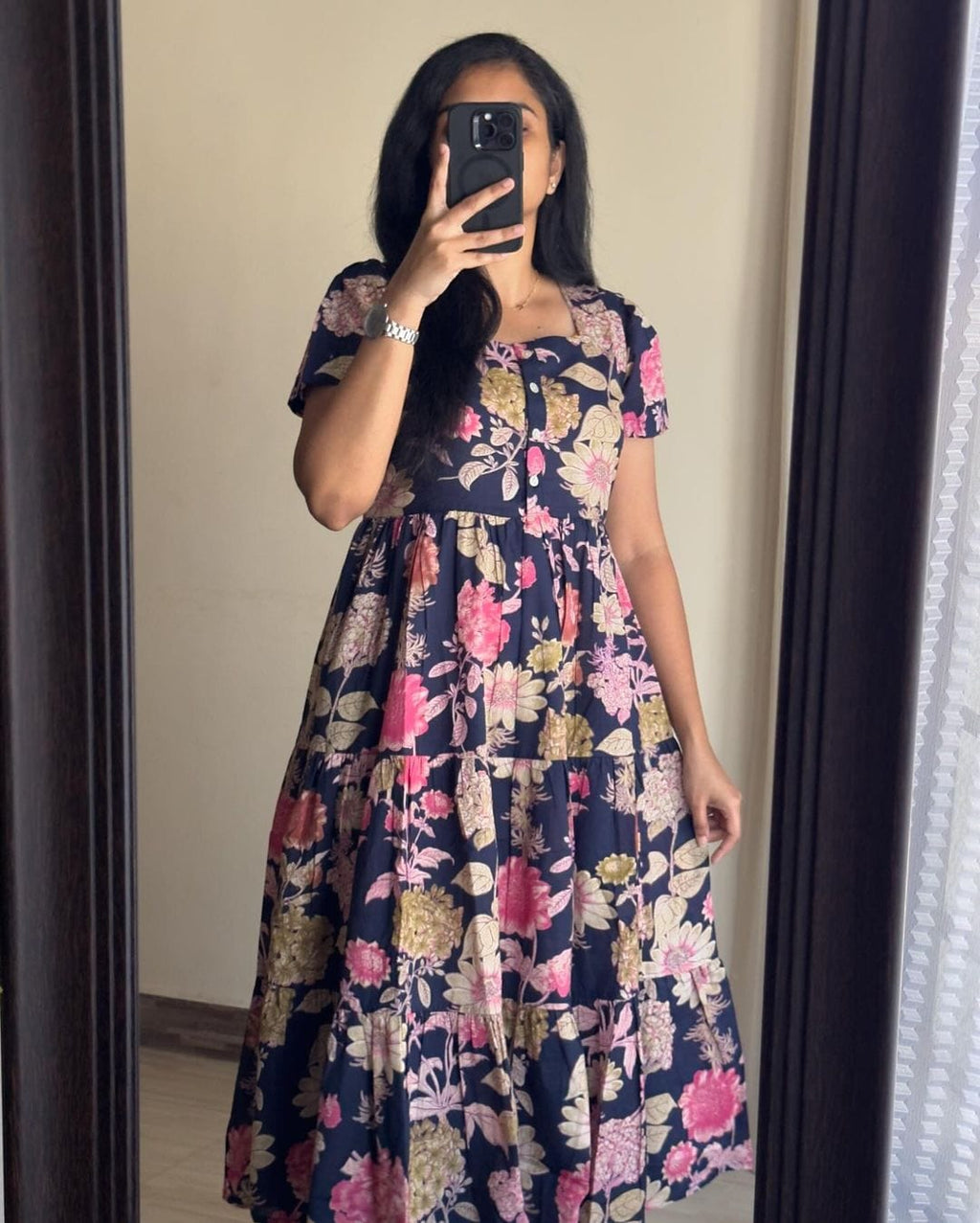 Beautiful Blue Color Printed Midi Kurti