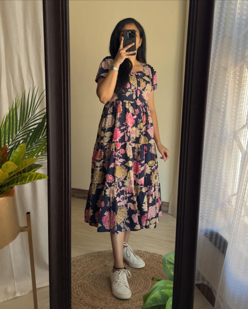 Beautiful Blue Color Printed Midi Kurti