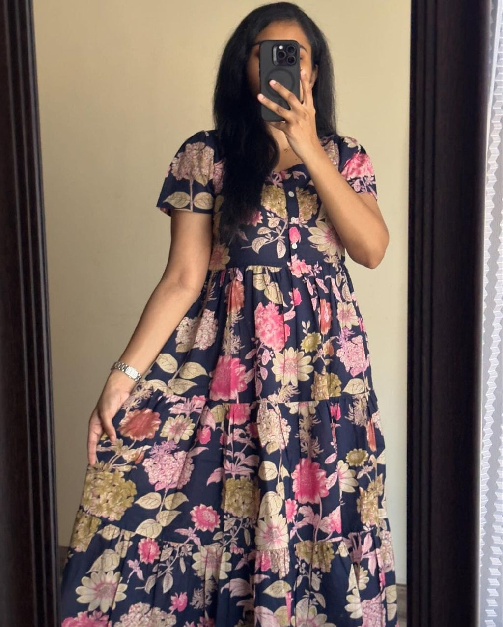 Beautiful Blue Color Printed Midi Kurti