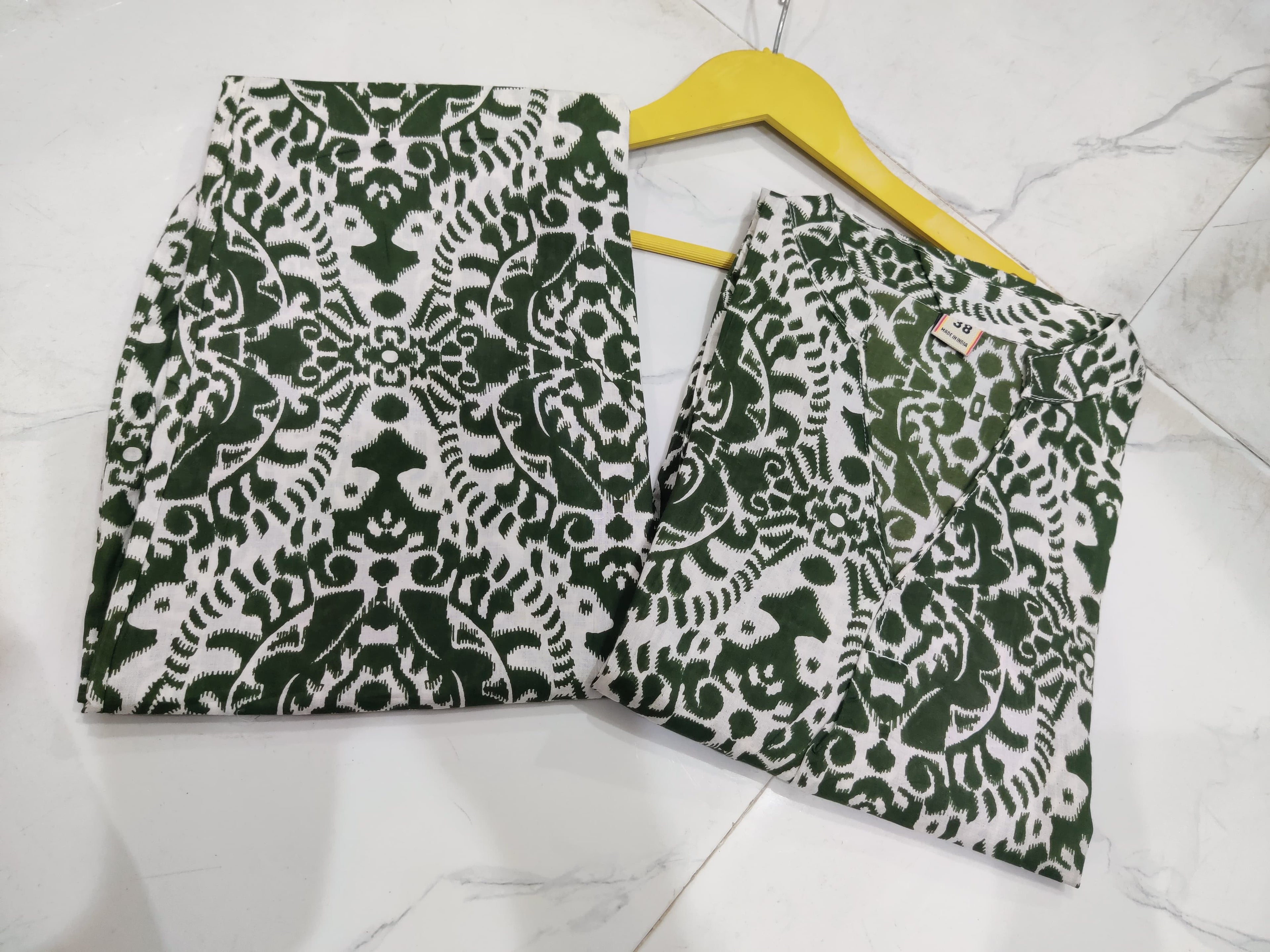 White and Green Printed Co-ord Set