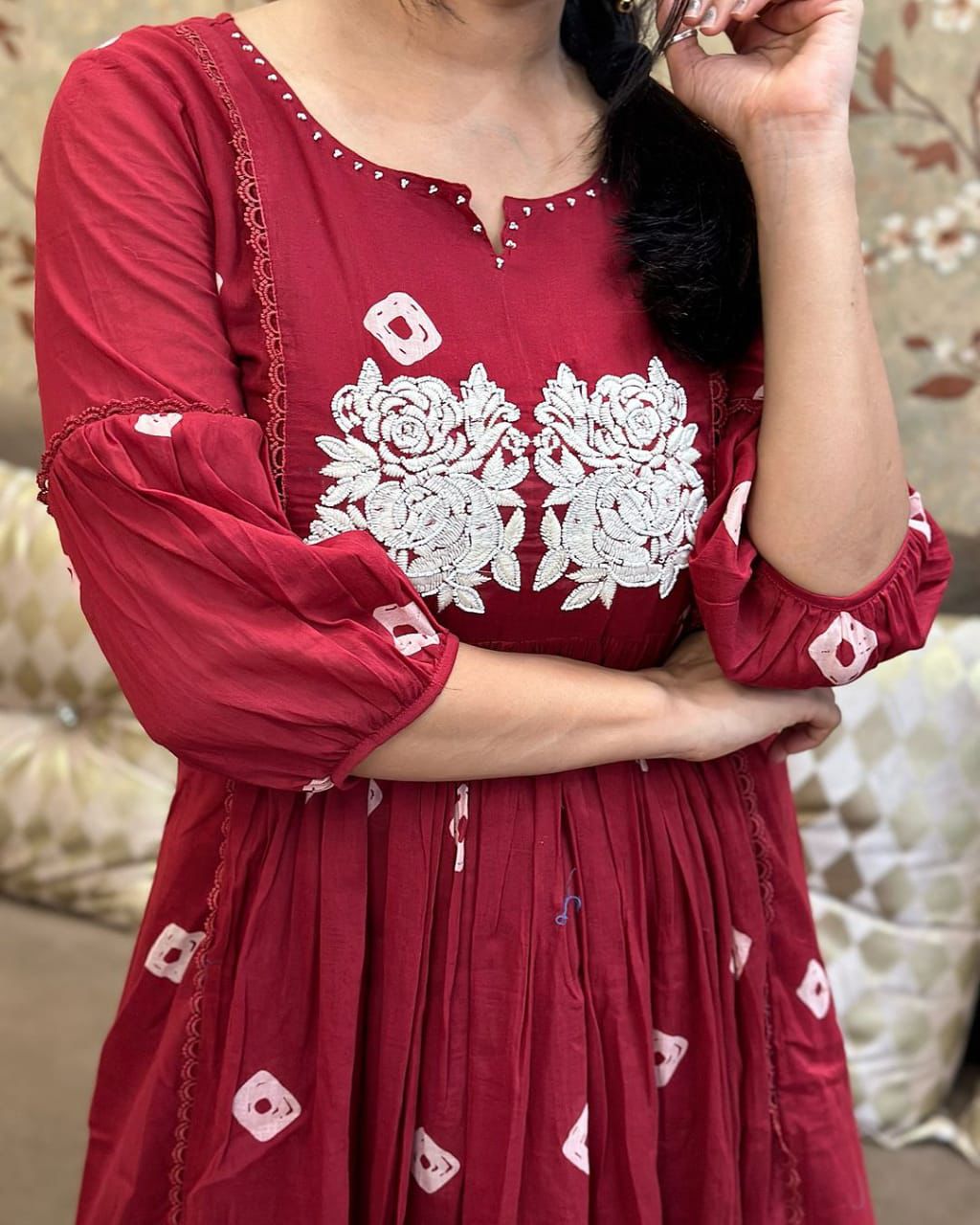 Designer Maroon Embroidered Co-ord Set