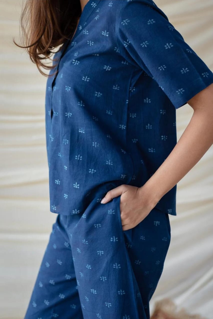 Stylish Blue Printed Co-ord Set