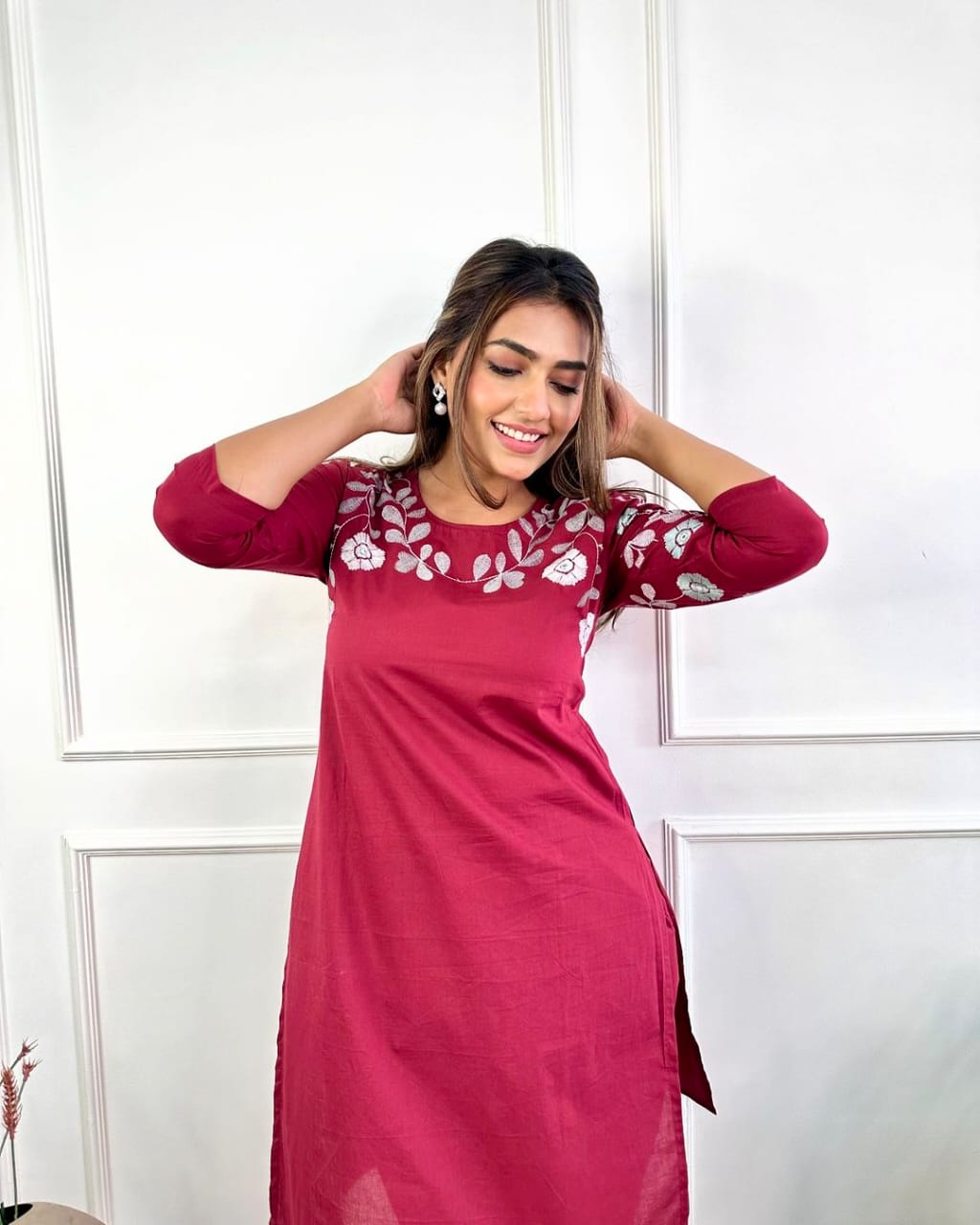Elegant Maroon Embroidered Co-ord Set