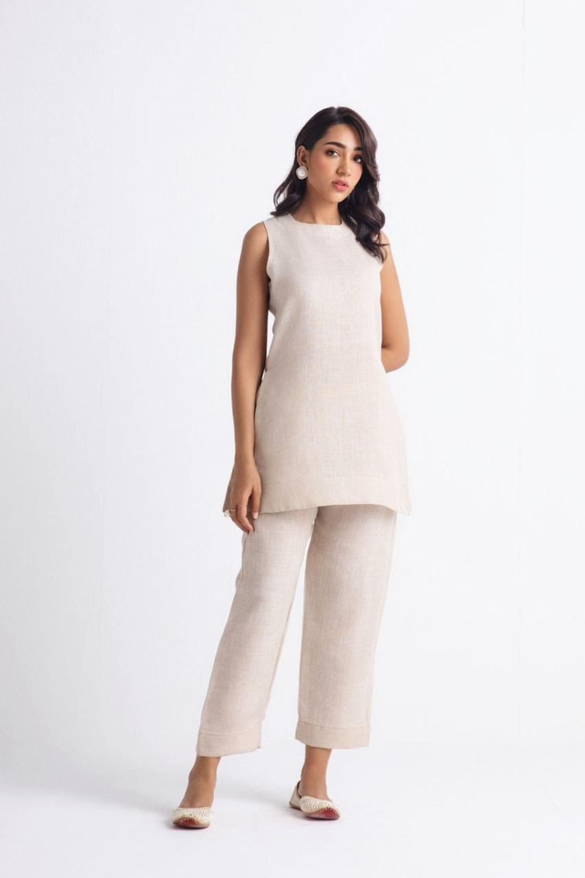 Classy Cream Solid Co-ord Set