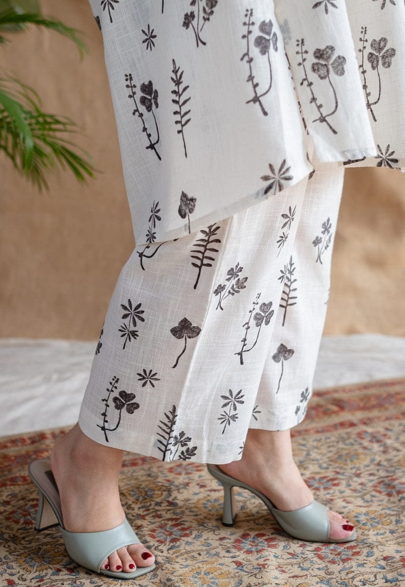 Elegant White Floral Printed Co-ord Set