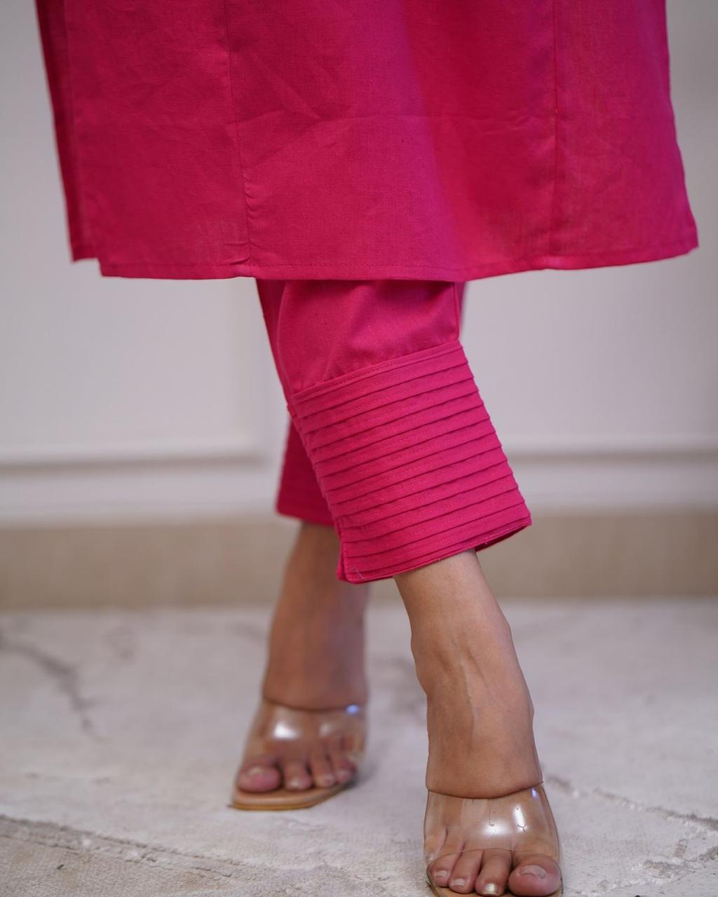 Pink Pintex Solid Co-ord Set