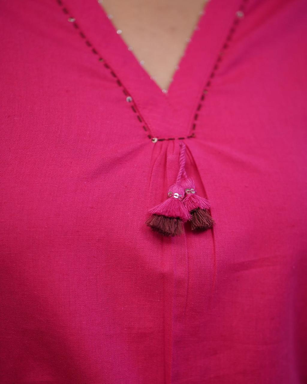 Pink Pintex Solid Co-ord Set