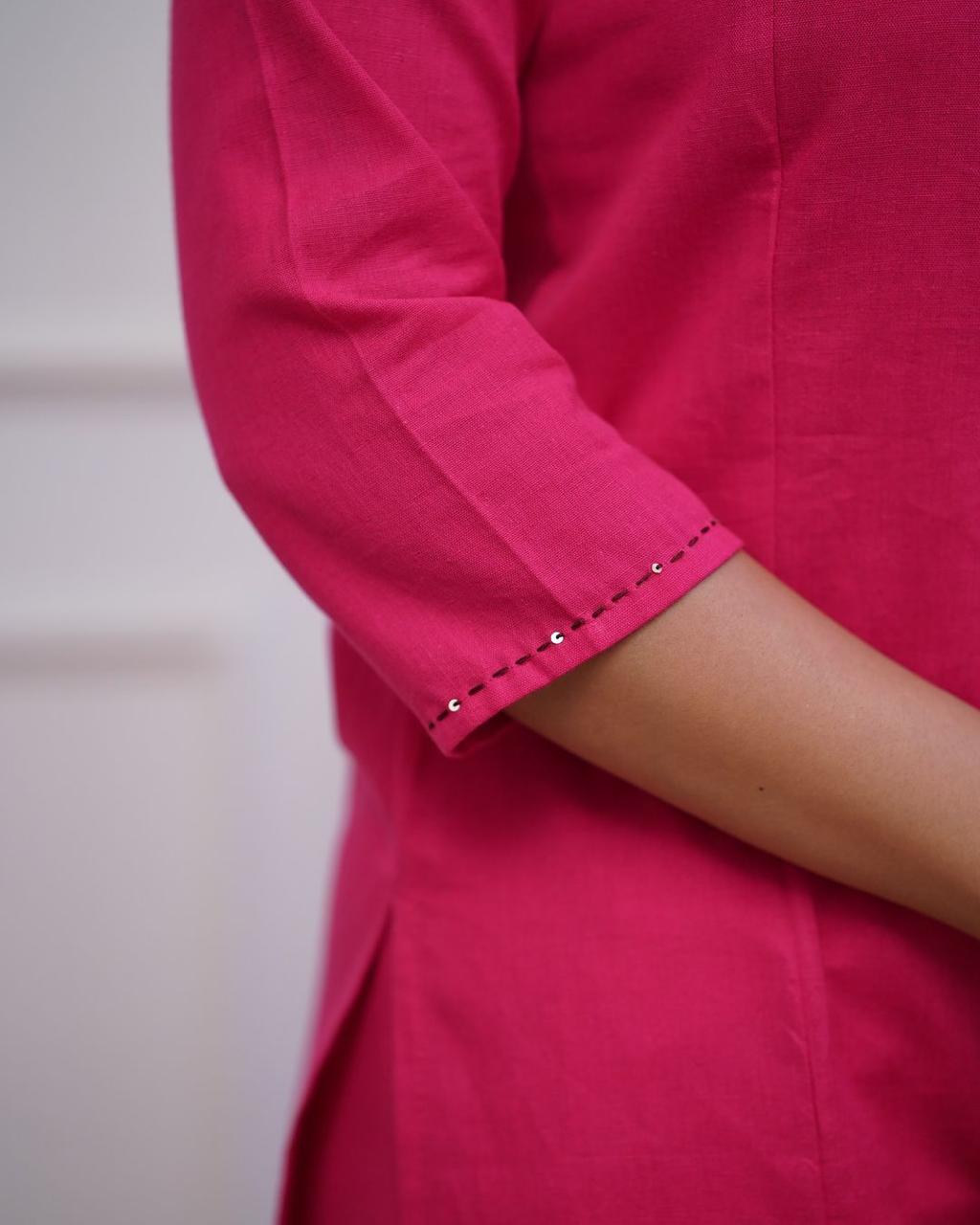 Pink Pintex Solid Co-ord Set