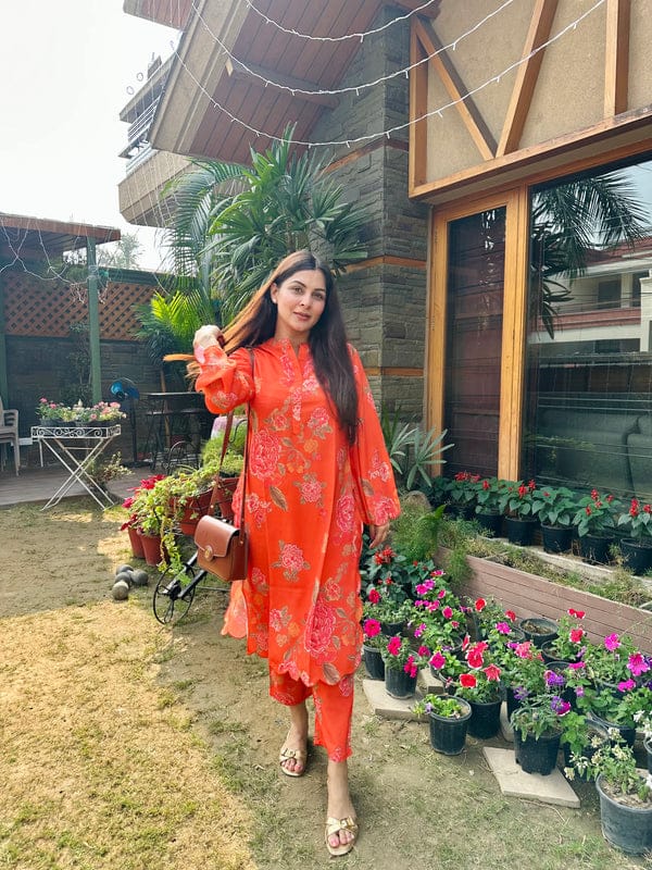 Floral Orange Printed Co-ord Set