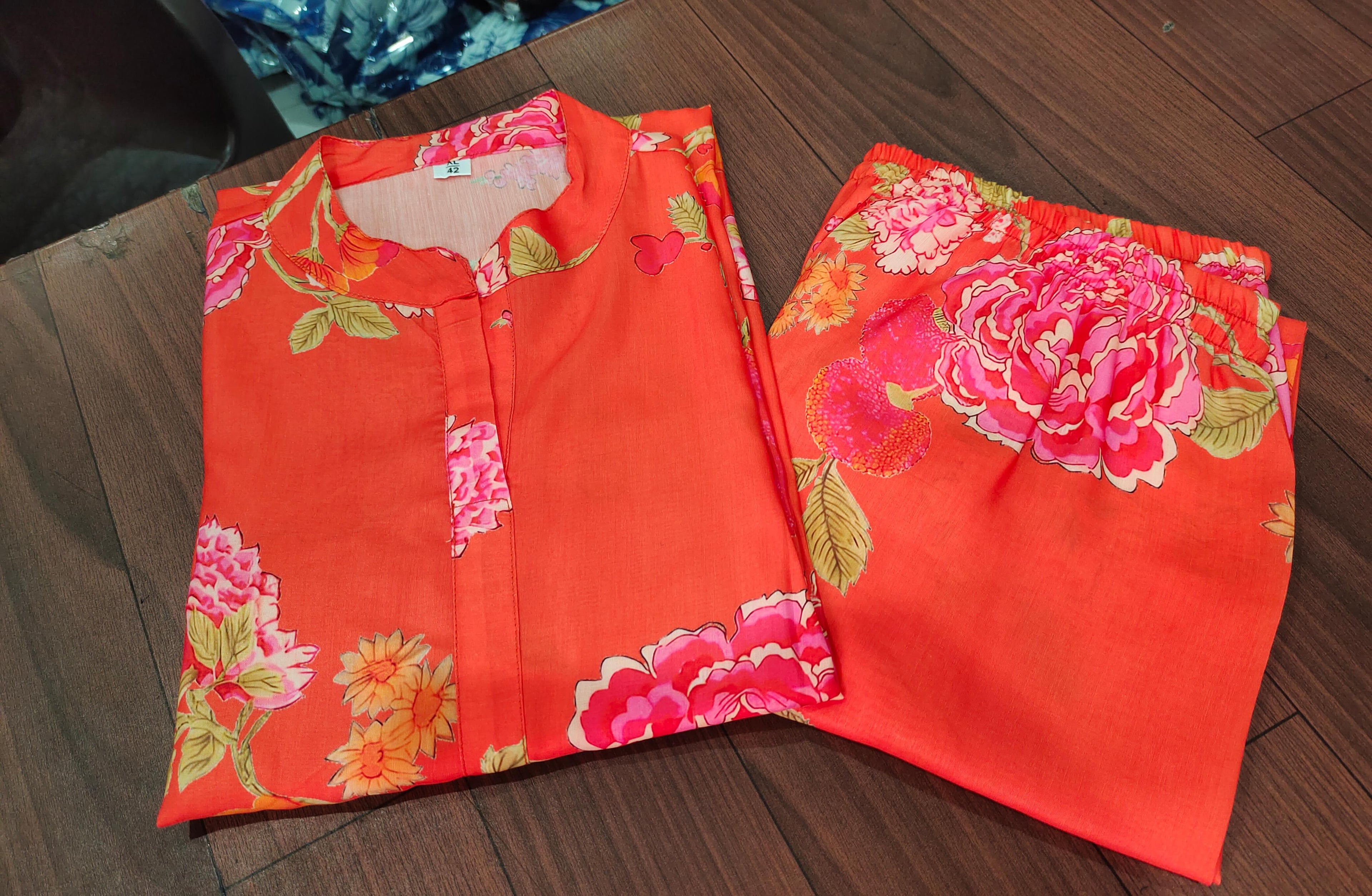 Floral Orange Printed Co-ord Set