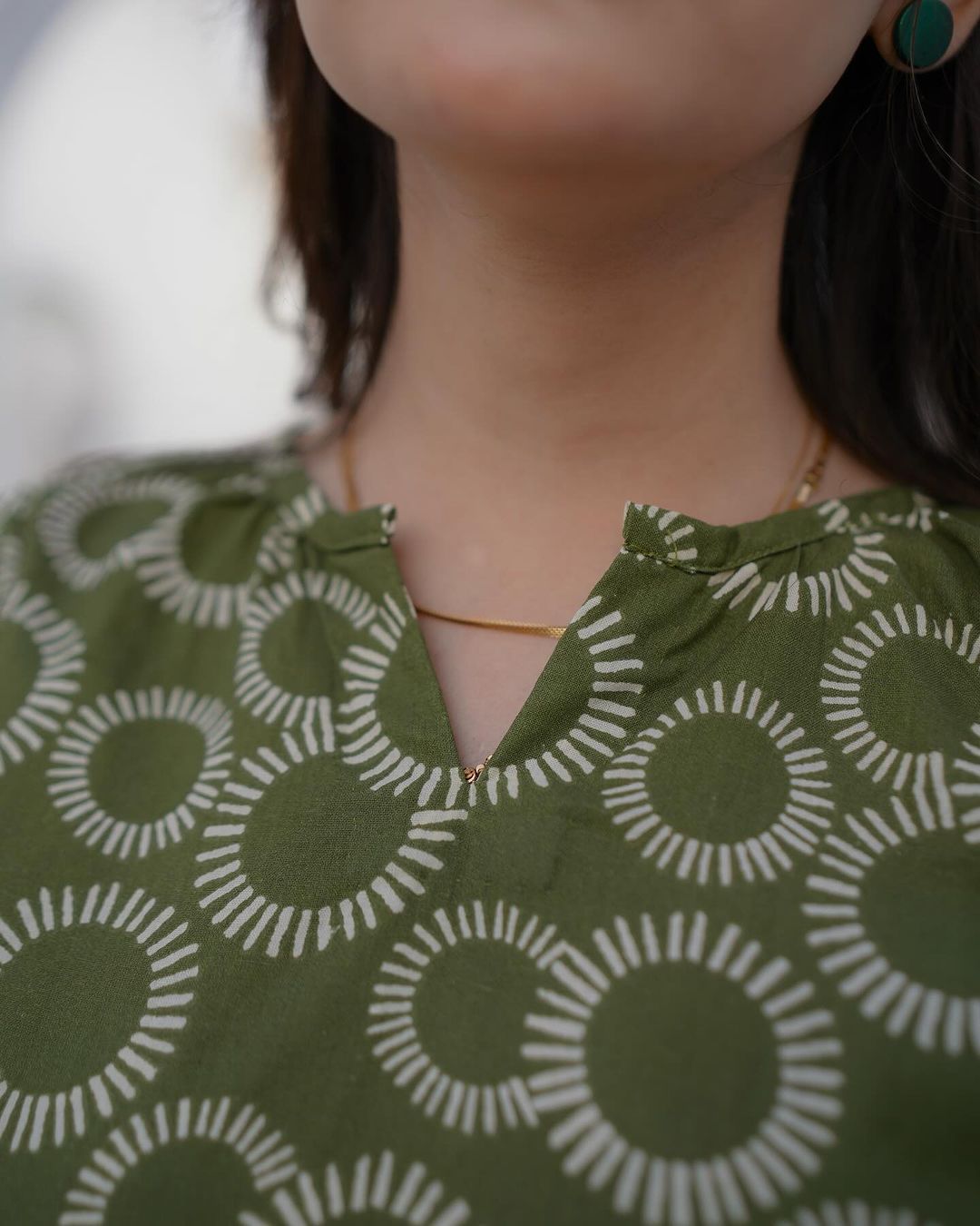 Elegant Green Printed Midi Dress