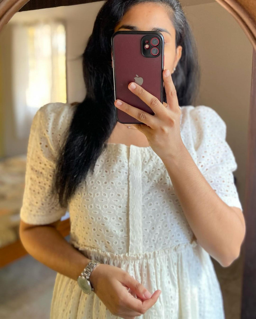 Elegant White Embroidered Midi Dress