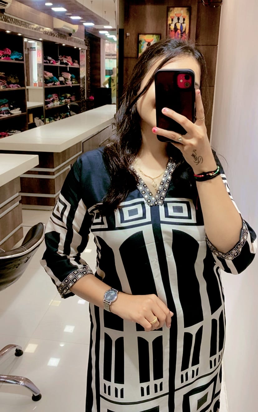 Black & white Muslin long Co-ord Set