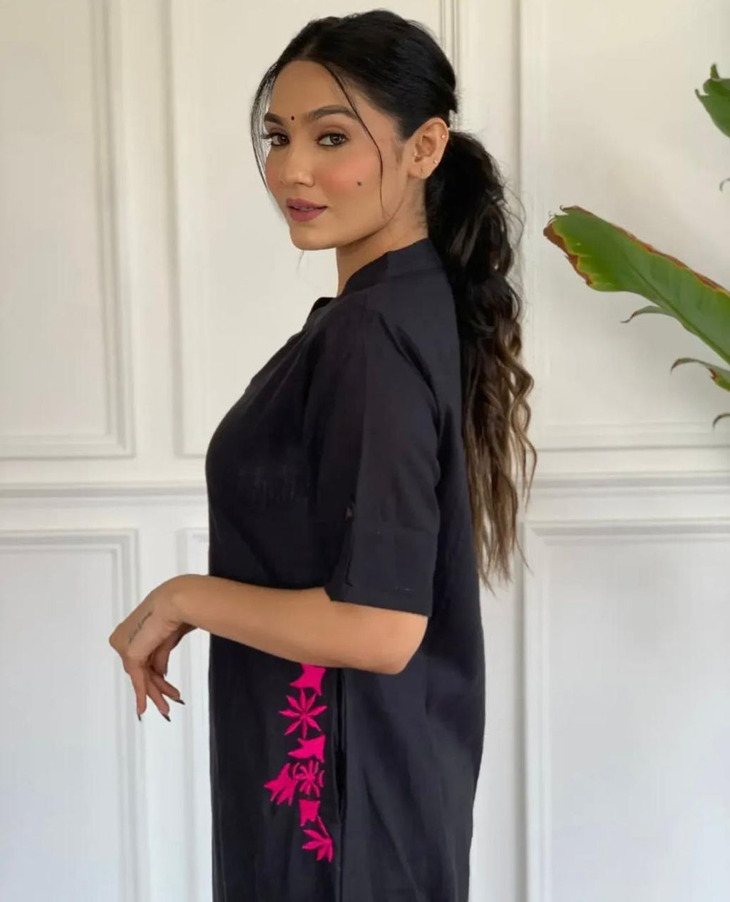 Premium A-line Black Embroidered Co-ord Set