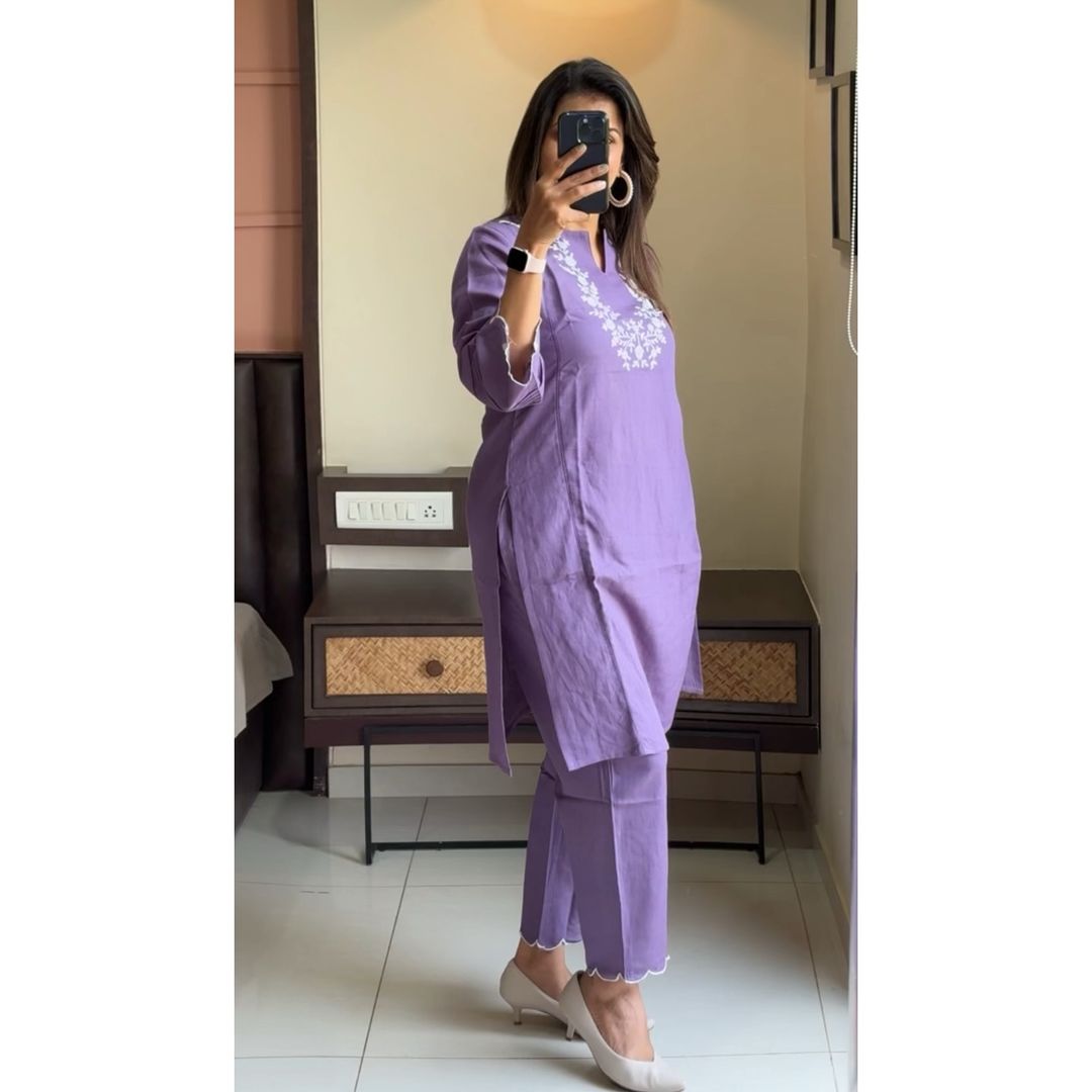 Elegant Purple Casual Co-ord Set