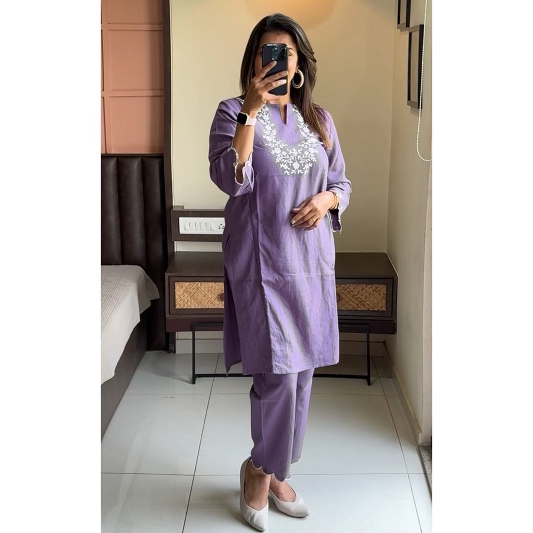 Elegant Purple Casual Co-ord Set