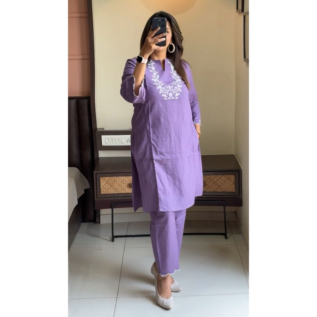Elegant Purple Casual Co-ord Set