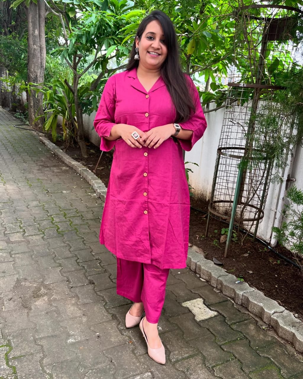 Monochrome Pink Embroidered Co-ord Set