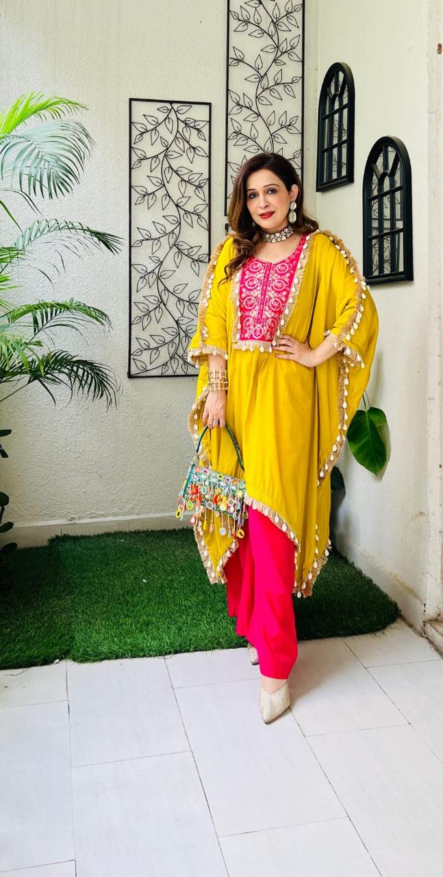 Trendy Kaftan Embroidered Co-ord Set