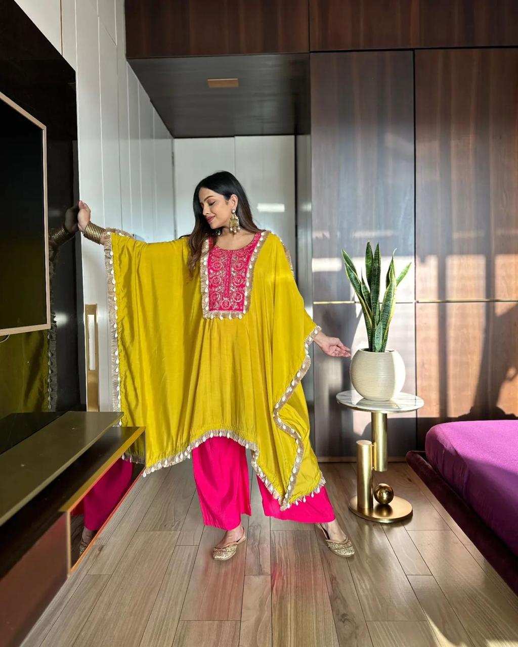 Trendy Kaftan Embroidered Co-ord Set