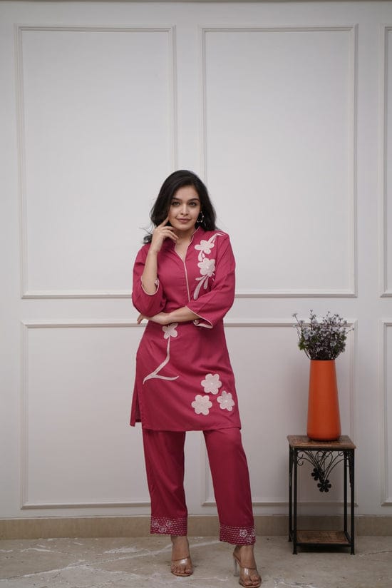 Classy Floral Embroidered Co-ord Set