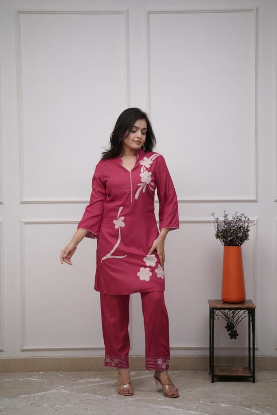 Classy Floral Embroidered Co-ord Set