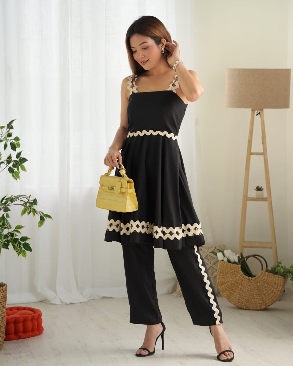 Designer Black Soft Embroidered Co-ord Set