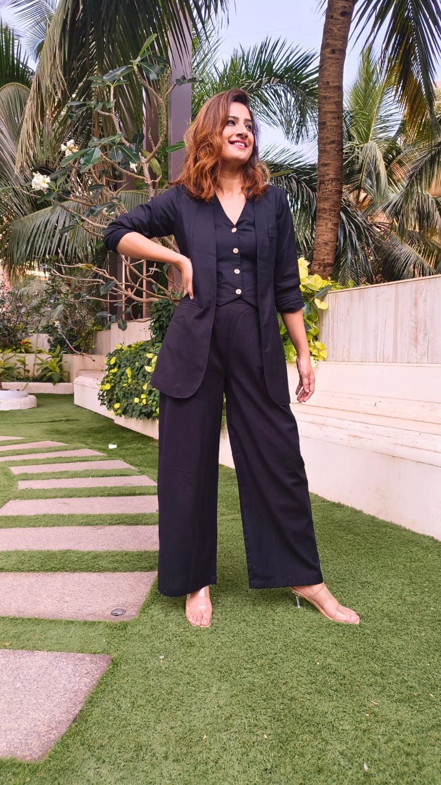 Solid Stylish 3 Piece Co-ord Set