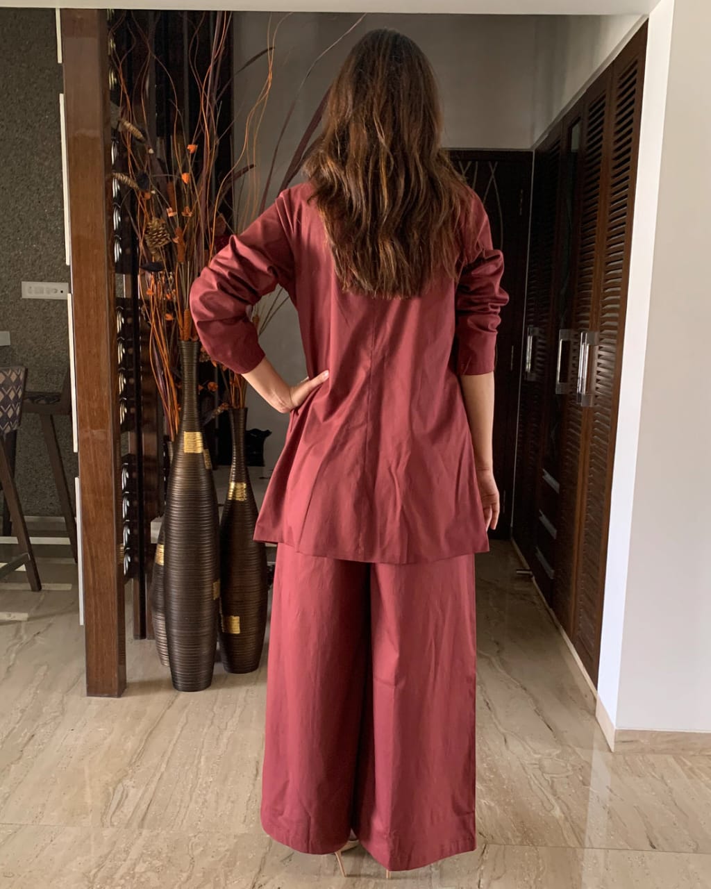 Solid Stylish 3 Piece Co-ord Set