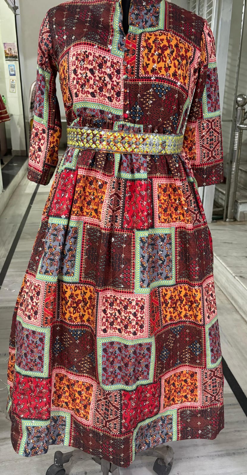 Trendy sequence work Designer Midi Dress