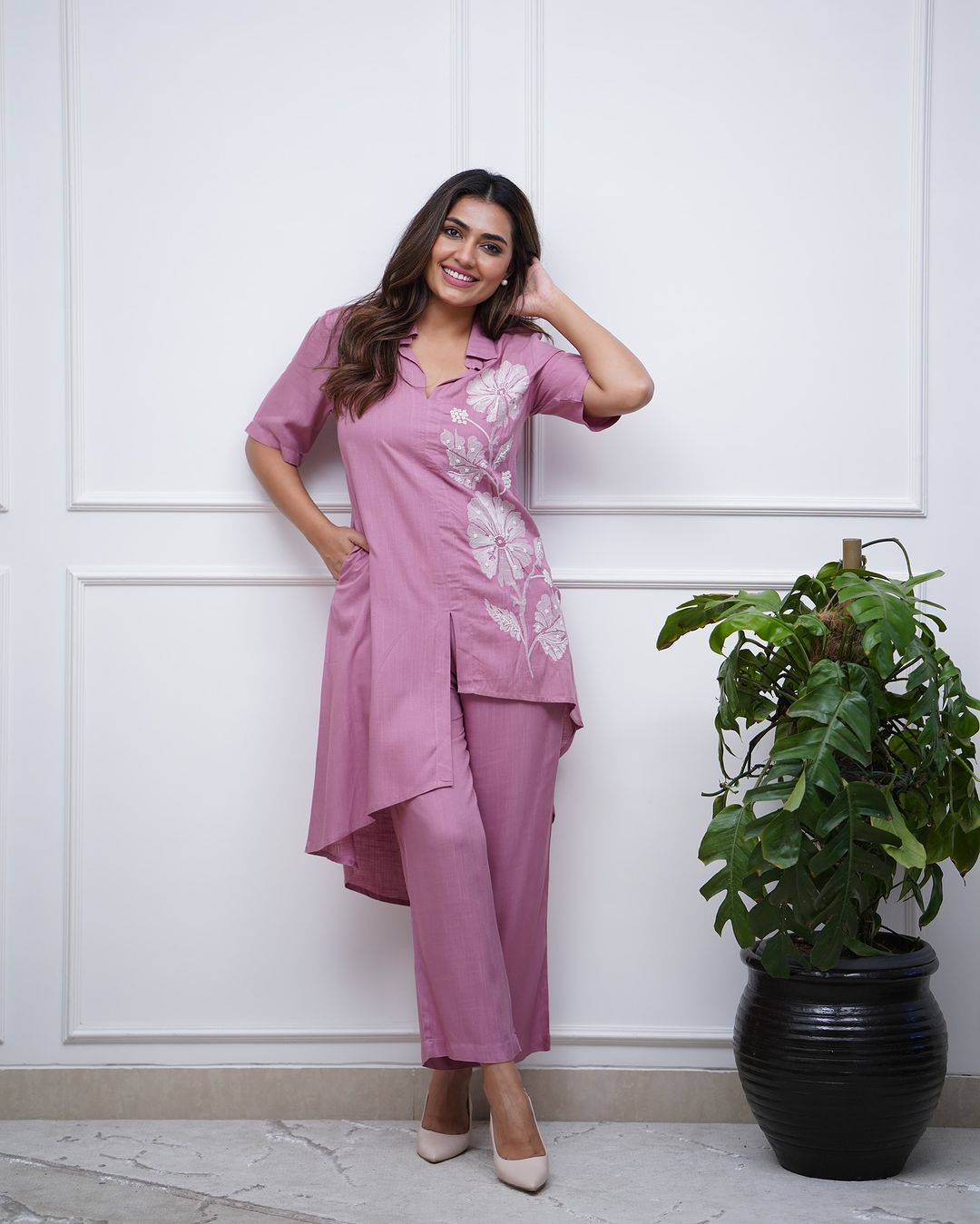 Stylish Floral Embroidered Co-ord Set