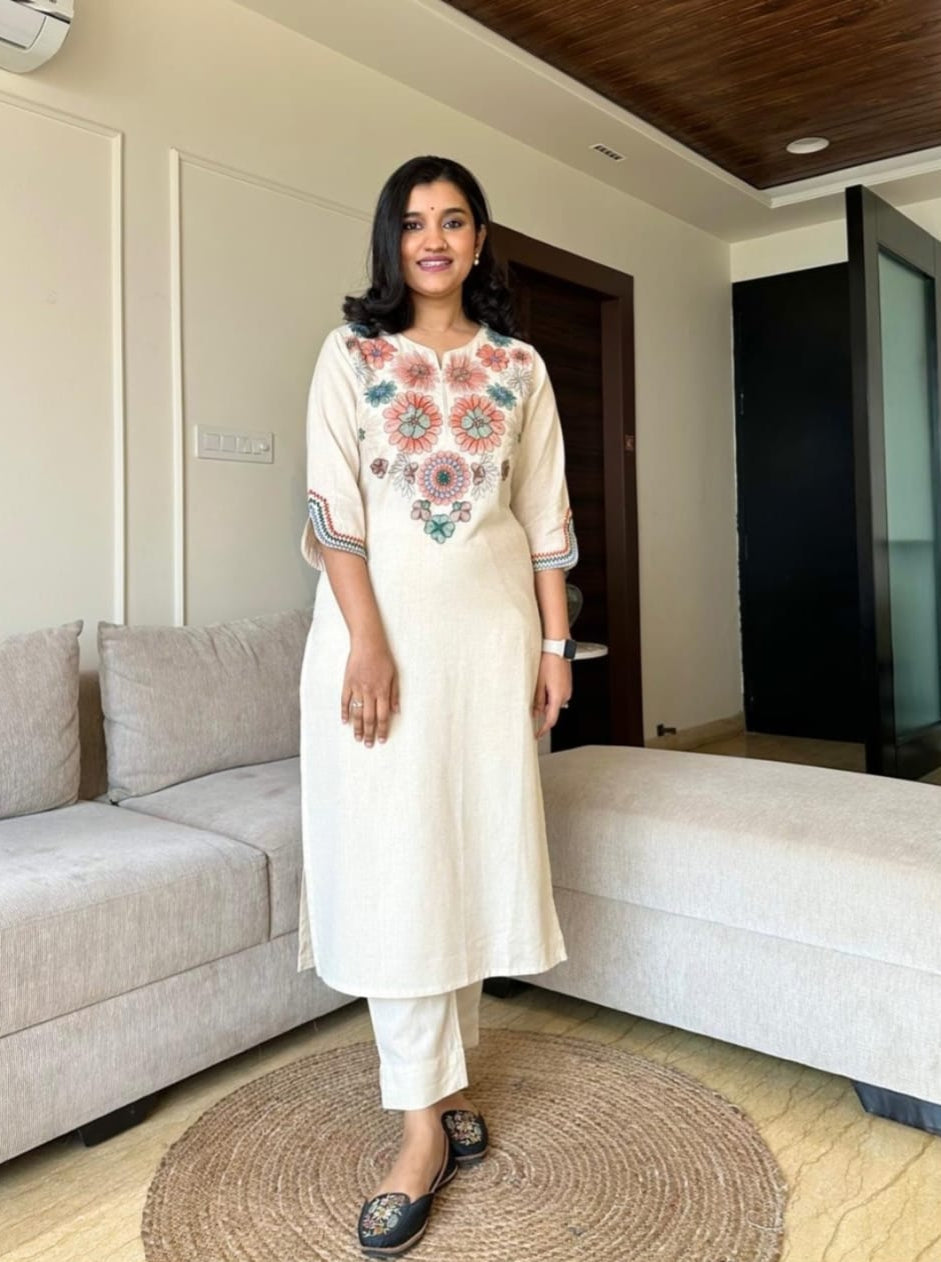 Cotton Embroidered Co-ord Set