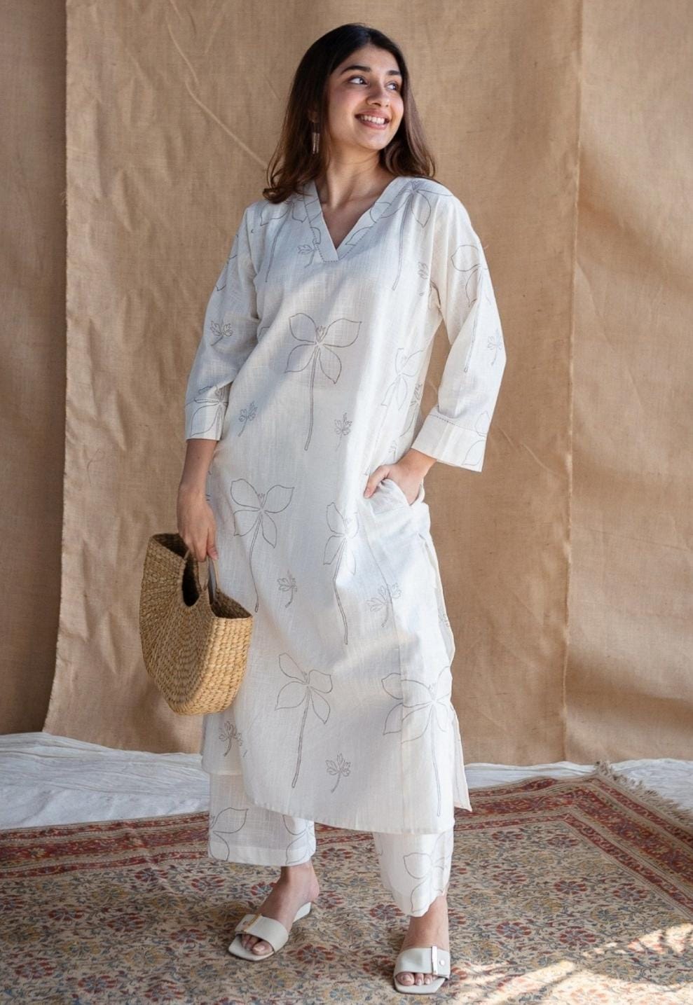 Elegant White Printed Co-ord Set