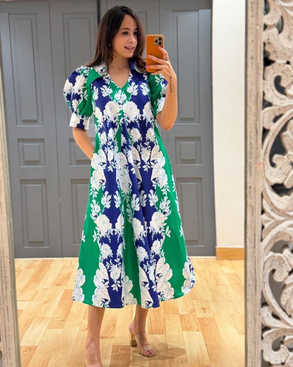 Floral Designed Midi Dress