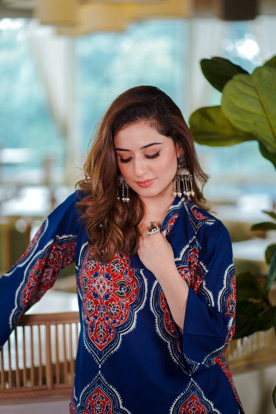 Elegant Blue & Brown  Co-ord Set