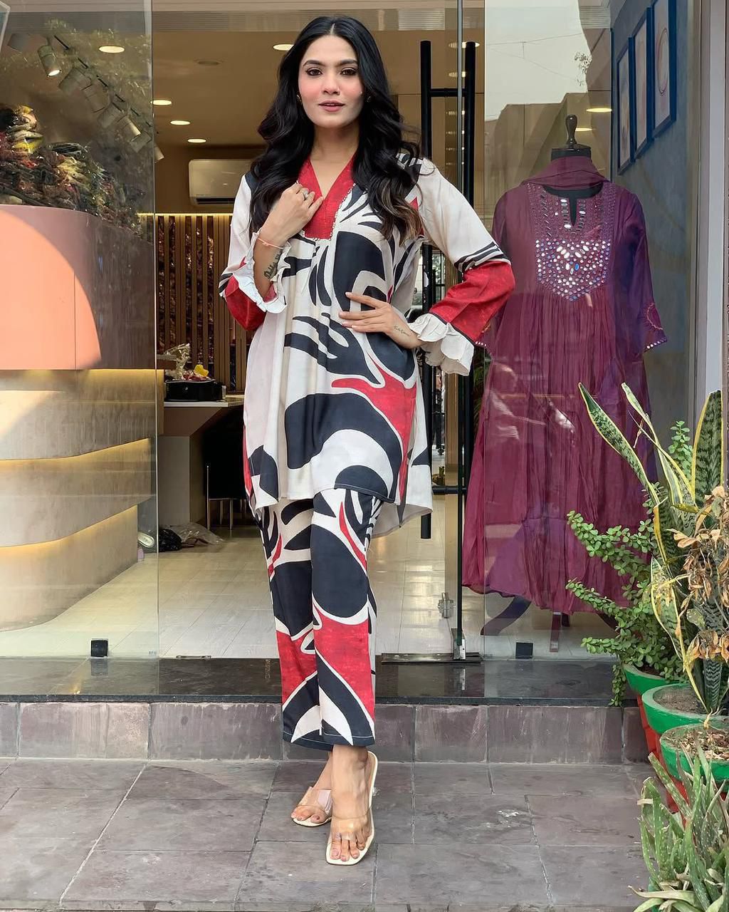 Stylish A-Line printed Co-ord Set