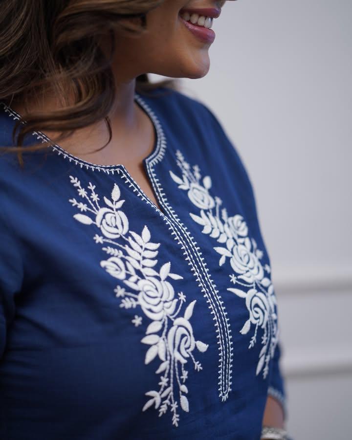 Beautiful Blue Embroidered Co-ord Set