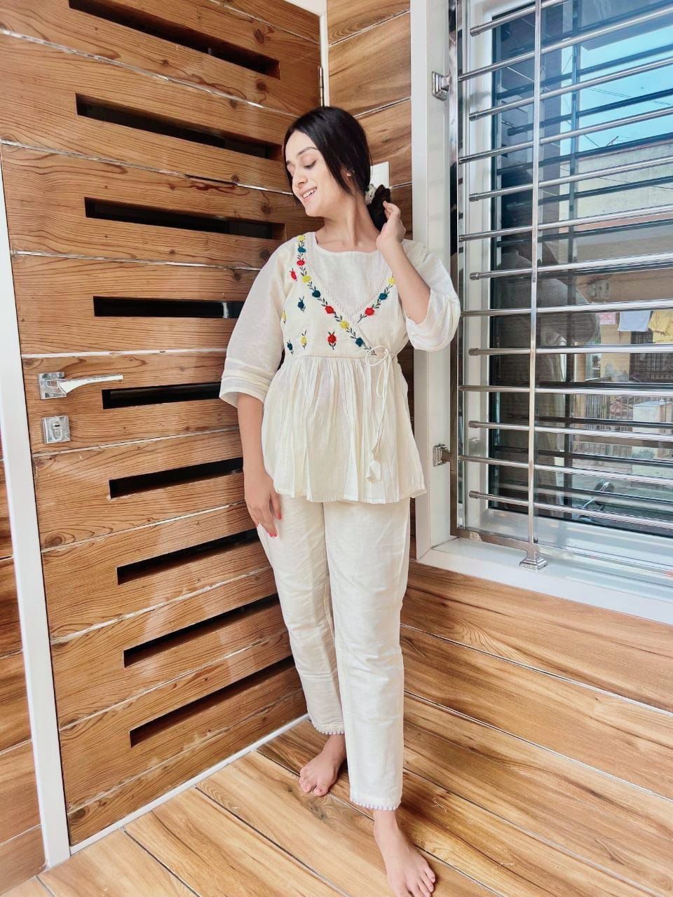 Premium White Embroidered Co-ord Set