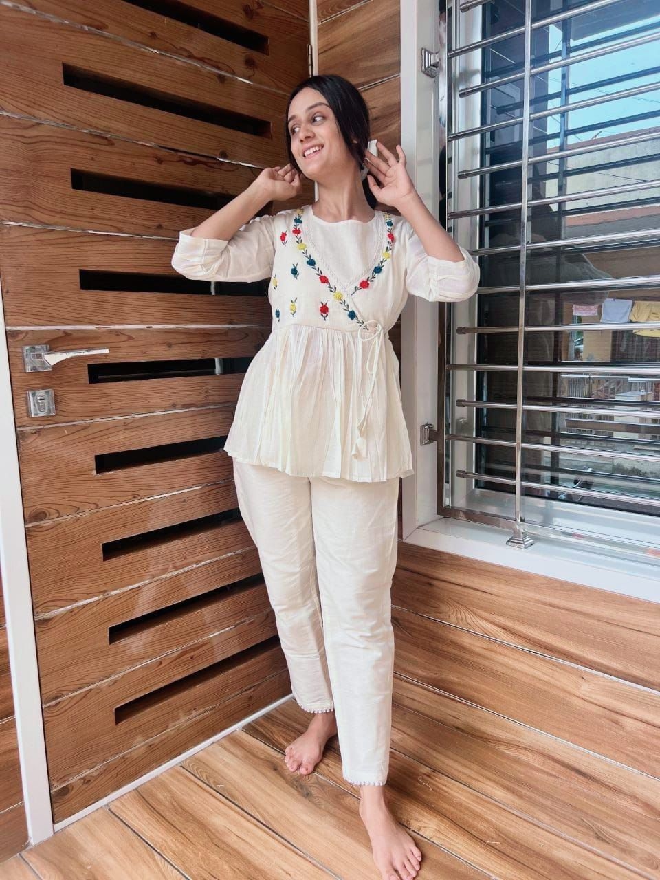 Premium White Embroidered Co-ord Set