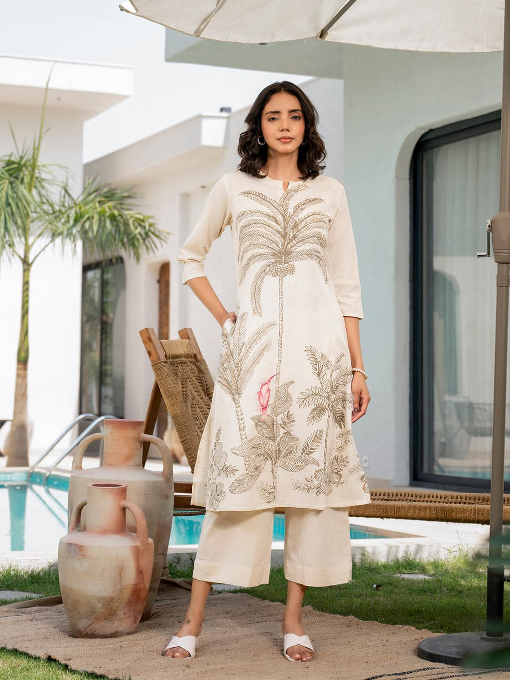 Elegant White Embroidered Co-ord Set