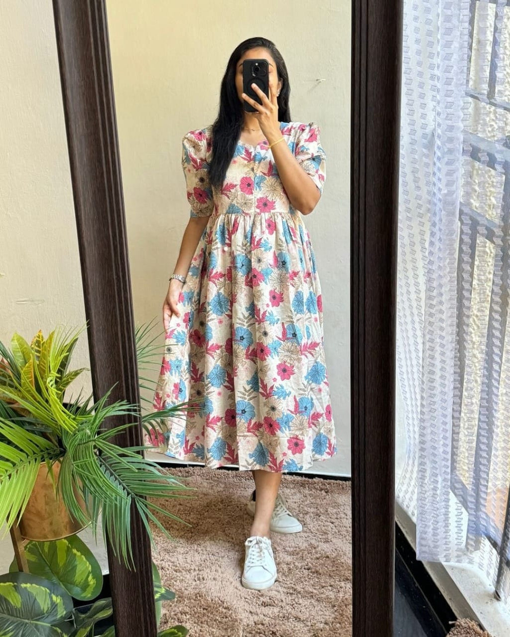 Classic Floral Printed Midi Dress