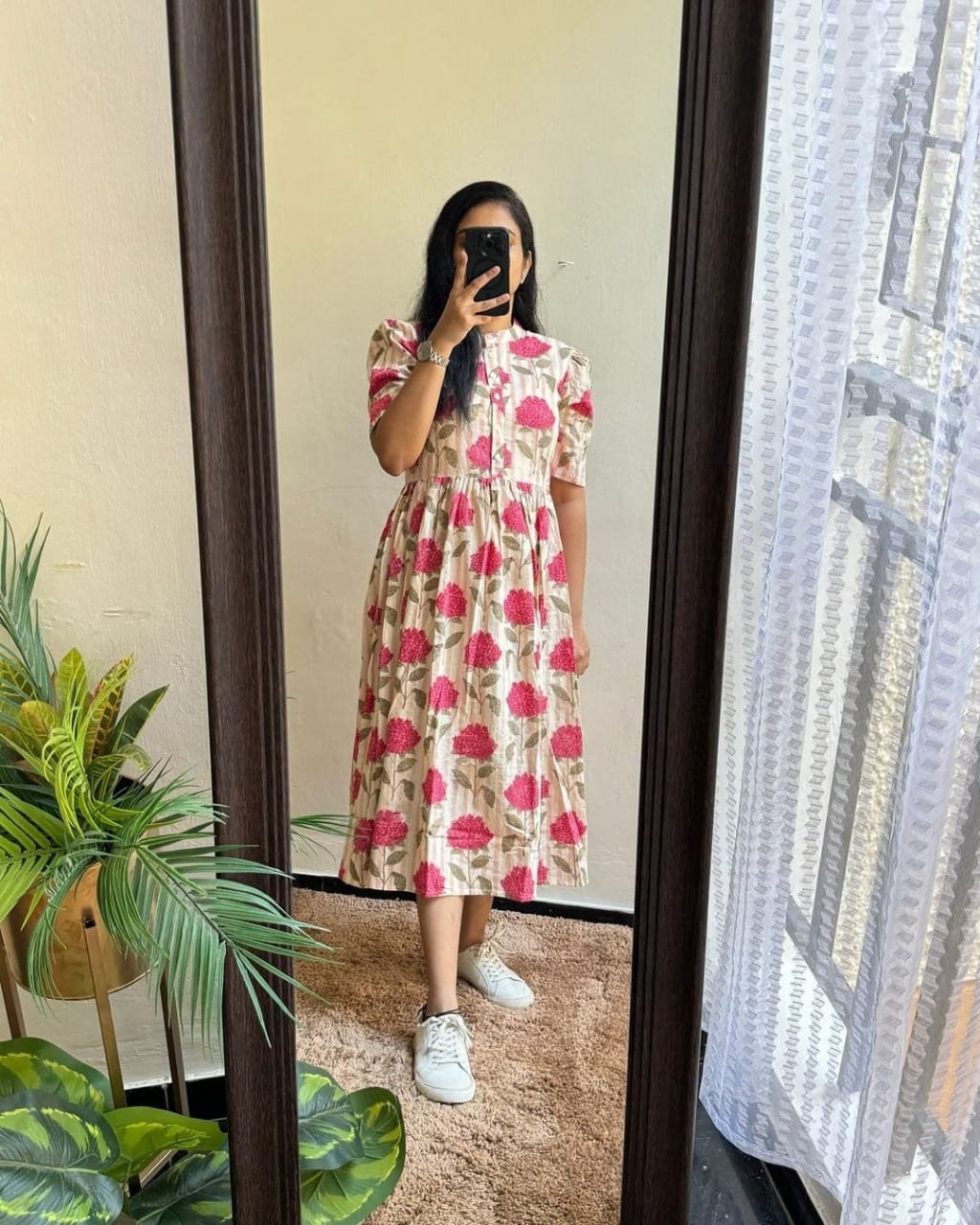 Classic Floral Printed Midi Dress